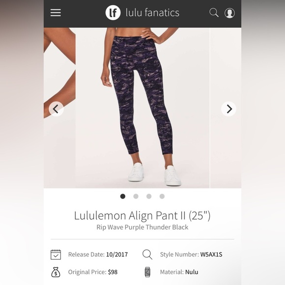 lululemon athletica Pants - Lululemon Align Pant 25” Purple and Black  Women’s Size 6